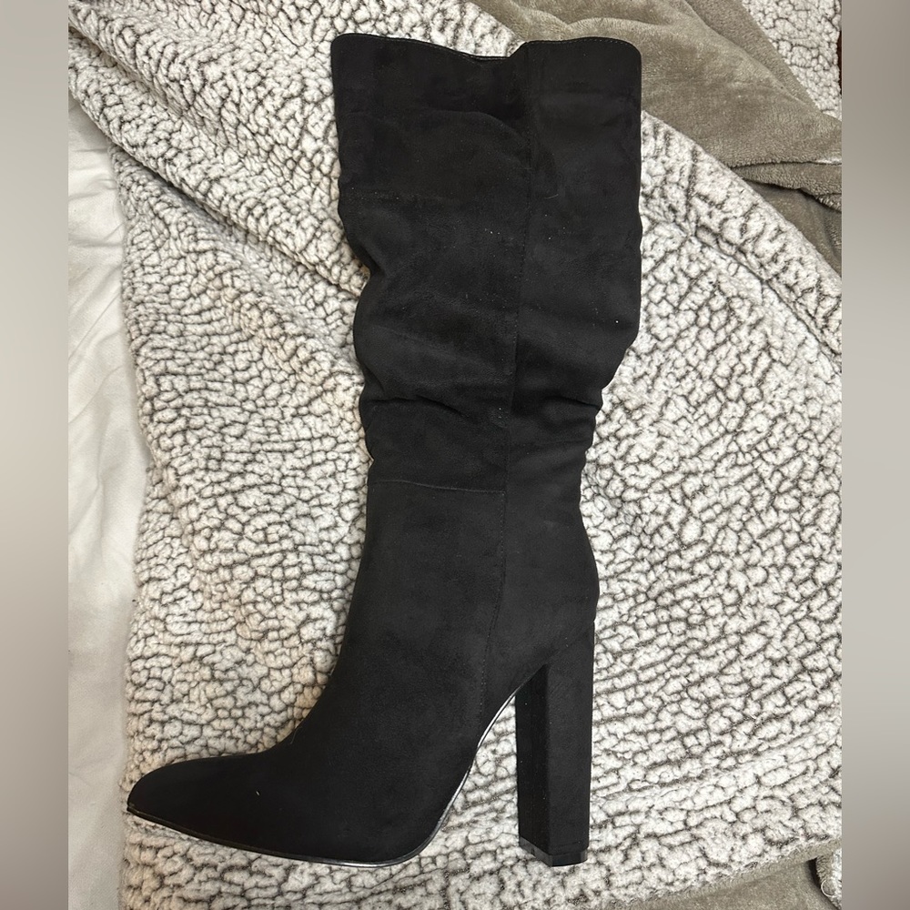 NEW black heeled boots fashion nova